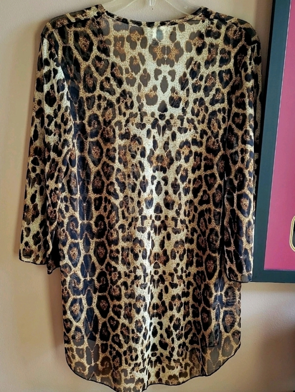 Jordan Taylor Cheetah Animal Print V Neck Translucid Tunic Small 3/4 Sleeve - Picture 4 of 8